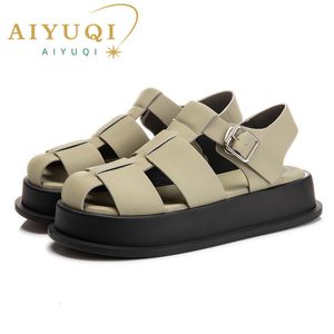 Sandals AIYUQI Womens Closed toe Summer Women Roman Leisure Thick Soled Fashion Woven Shoes 230330