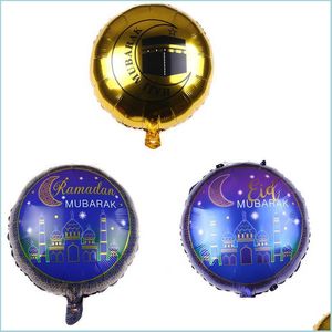 Inne imprezy imprezowe 18 -calowe okrągłe Eid Mubarak Foil Balons Hadj Decorations Star Moon Heloum Balon Ramadan Kareem Alfitr Dhs6q