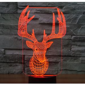 Nachtlichter 3D LED Light Deer mit 7 Farben für die Heimdekoration Lampe Erstaunliche Visualisierung Optische Täuschung Fantastisch
