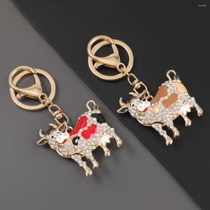 Portachiavi Cool Cow Moda Donna Lega di cristallo Portachiavi Catene per auto Amico Strass Regalo Portachiavi con gioielli