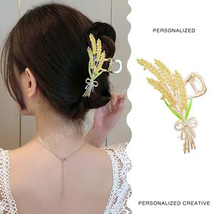 Artiglio dei capelli delle orecchie di grano per le donne Fermaglio per capelli di moda Capelli in metallo Accessorio per capelli del granchio Ragazze Coda di cavallo Grande clip di squalo Copricapo Gioielli