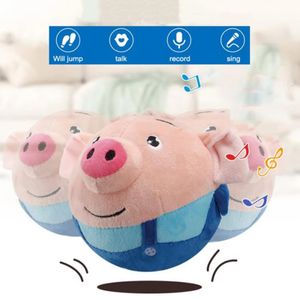 Electronic Plush Toys 160 Recordable Animal Electric Plush Filled Toys Cute Pig Rabbit Dog Plush Jump Ball Creative Music Dance Electric Pets 230329