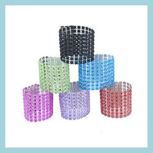 Napkin Rings Ring Chairs Buckles Mticolor Event Decoration Crafts 8 Row Mesh Rhinestone Holder Handmade Party Supplies Drop Dh1Ib