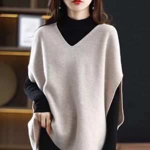 Women's Vests Autumn Women's Sweater Tank Top Casual Single Sleeve V-Neck Knitted Brushed Women's Full Matching Young Loose Knitted Top SA403 230330
