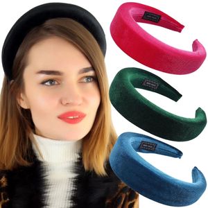 Headbands Haimeikang Padded For Women Wide Velvet Bezel Hair Band Hoop Girls Sponge Thick Solid Color Accessories 230330