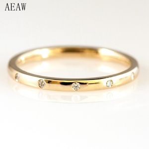 Anéis de casamento 005ctw 13mm 5stones estilo laboratória banda de diamante moldura cenário redondo anel de diándão 14k ouro amarelo 230330