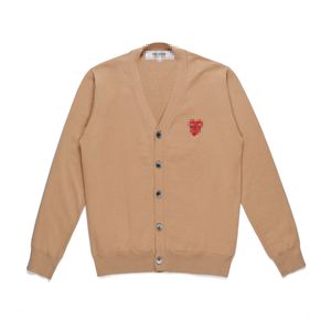 Projektantka Sweters CDG com des garcons Zagraj w podwójnym sercu sweter khaki wełna wełna v szyja rozmiar xl