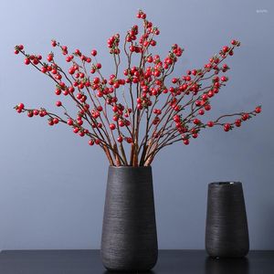 Fiori decorativi 3 forchette di frutti invernali artificiali Bacche di Natale Decorazioni rosse per matrimoni per la casa Decorazione morbida per la casa cinese