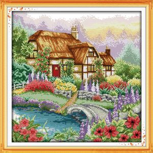 Beautiful Cabin fragrance flowers decor painting Handmade Cross Stitch Embroidery Needlework sets counted print on canvas DMC 14C284y