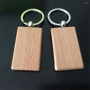 Keychains Simple Wood Products Solid Creative Keychain Beechwood Keyring Pendant Round Rectangle Shape Key Rings Gifts for Men Women