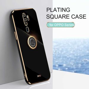 Cell Phone Cases Plating Square Ring Holder Phone Case On For Oppo A9 A5 2020 A32 A52 A72 A92 A53 A54 4g 5g Reno 2 2z Luxury Silicone Stand Cover Z0329