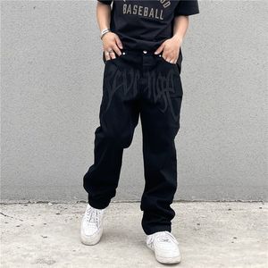 Men's Pants Y2K Korean Fashion Black Streetwear Embroidered Low Rise Casual Jeans Trousers Straight Hip Hop Denim Male Clothes 230330