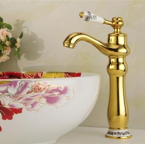 Badrumsvaskar kranar av hög kvalitet mässing gyllene kran Klassisk stil och kylbassängtillbehör
