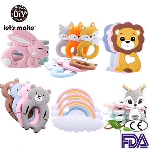 Baby Teethers Toys Silicone Teether Rodent Cartoon Animals 1pc Food Grade Pandents DIY Teething For Teeth Tiny Rod Gift 230329