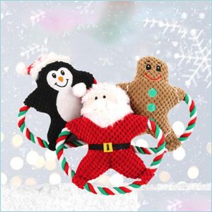 Giocattoli per cani mastica morso molare Babbo Gingerbread Man bambola cucciolo peluche regali di Natale vocali consegna di goccia casa giardino forniture per animali domestici Dhvdd