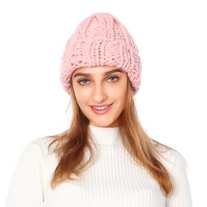 Beanies Beanie/Skull Caps2023女性編みピンクグレーの帽子のための暖かいキャップ冬の帽子を編む女性屋外ブラックソフトゴロ