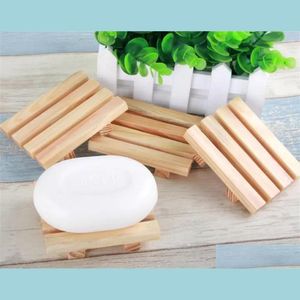 Soap Dishes Wholesale Bamboo Dish Hand Made Bathroom Holder Natural Wood Tray Deck Bathtub Shower Craft For Kitchen Drop Delivery Ho Dh0Eo