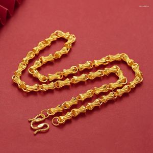 Łańcuchy 7 mm mężczyzn łańcuch naszyjnika solidny 18 -krotny żółty złoto klasyczny męski gardłok biżuterii prezent 60 cm