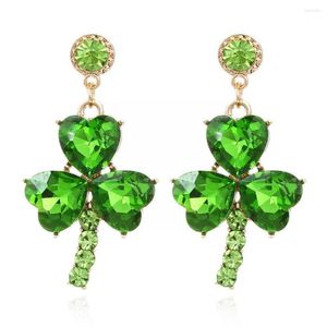 Dingle örhängen grön keltisk irländsk smycken dinglande örontillbehör för kvinnor St. Patricks Day med Crystal S1G8