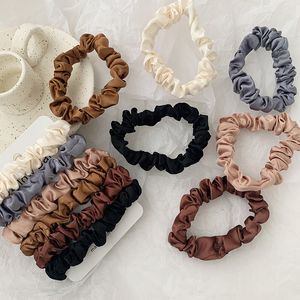 Headwear Hair Accessories 6 PCSSet Woman Fashion Scrunchies Silk Ties Girls Ponytail Holders Rubber Band Elastic Band 230330