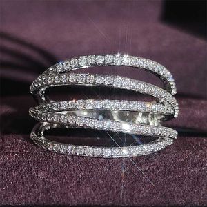 Solitaire Ring 2023 New Arrival Luxury Geometric Lines Eternity Band free shipping products from R7834 Y2303