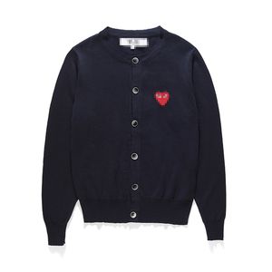 Designer Men's Sweaters CDG Play Com Des Garcons Hearts Women's Sweater Button Wool Blue Crewneck Cardigan Size S