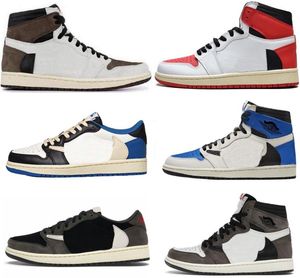 Con scatola 1S Scarpe da basket alte Travisscotts Cactus Jacks Fragment Sneakers OG Reverse Mocha Scarpe da ginnastica sportive Phantom nere