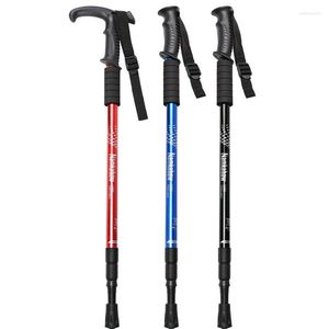 Trekking Poles Adult Outdoor Tourism Mountaineering Assistant för äldre utdragbara aluminiumlegering Portable Anti-Slip Walking Stick