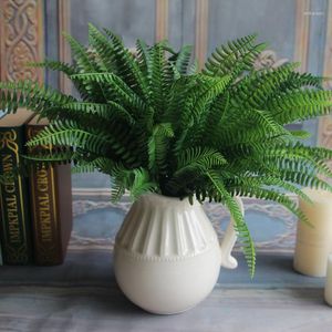 Decorative Flowers Wholesale 45cm Height 7 Branches Green Fake Lifelike Plants Floral Decor Artificial Persian Leaves Grass Flower Garden