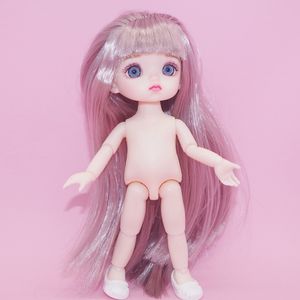 Doll Bodies Parts 16cm BJD 13 Mobile Joint s Cute Big eyeball Little Boy Girl Head con scarpe per ragazze Giocattoli Nude Body Fashion Gift 230329