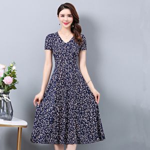 Freizeitkleider Sommer Damen Freizeitkleid Mittleres Alter und ältere Menschen Casual Kurzarm High Waist Print Partykleid Damenkleid Vestidos 230330