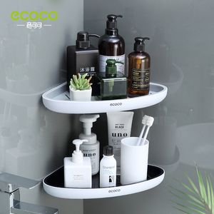 バスルームの棚Ecoco Triangular Corner ShelfWall Mounted Storage Rack Lotions Kitchen Organizer for Accessories230330