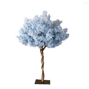 Flores decorativas A fábrica chinesa vende árvores de flor de cerejeira falsa azul artificial