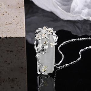 Pendant Necklaces Sole Memory Classical China Phoenix Opal Bird Branch Silver Color Clavicle Chain Female Necklace SNE635Pendant Morr22