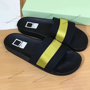 Offs Белые тапочки Sandal Industrial Tape Sllides Дизайнерские женские шлепанцы Кожаные сандалии Bom Dia Flat Mule Slipper Лакированные холщовые пляжные сандалии Резиновые летние 008