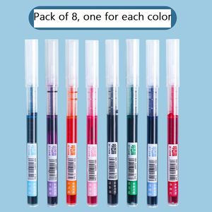 Straight Liquid Walking Ball Pen Color Neutral Pen Snabbtorkning Studentens vattenbaserade raka vätskevitning Pens Party Gift (One Set 8 Colorways)