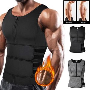 Men's Body Shapers Men's Sweat Vest Neoprene Waist Trainer Tank Top Adjustable Work Out For Belly Fat Shaper With Double Zipper Back