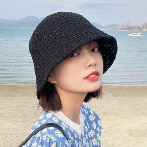 HBP Brim Hats MAXSITI U Wide Breathable Hollow Knitted Bucket Hat Women Fashion Basin Thin Spring and Summer Sun Visor Fisherman Hat P230327