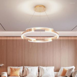 Pendelleuchten Wohnzimmer Kronleuchter Einfache Moderne Licht Luxus Mode Haushalt LED Goldene Runde Schlafzimmer Nordic Restaurant Lampe