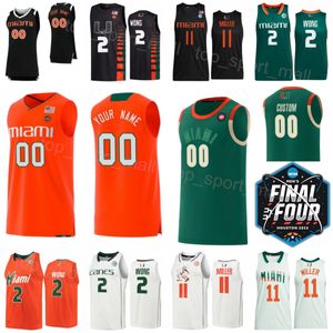 Niestandardowe koszulki do koszykówki 2023 Final Four College Miami Hurricanes Jersey 2 Isaiah Wong 11 Miller 15 Norchad Omier 24 Nijel Pack 55 Wooga Poplar 4 Bensley Joseph Antho