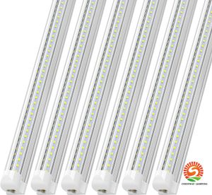 T8 V shaped 8ft led tube lights integrated 8 foot cooler door lighting double row shop lights fixture plug and play