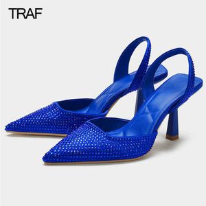 Abendschuhe Frau Gold Schwarz Blau Strass Heels Frühling Sommer 2022 Damen High Heel Sandalen Frau Pumps Slingback Stiletto Heels 221130