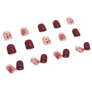 False Nails Short Flower Pattern Fake Polish-free Durable Wear Safe Material Nail For Extension Manicure Art