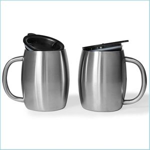 Garrafas de água caneca de aço inoxidável caça de café xícara de cerveja dupla viajando canecas esportivas de câmera esportiva para o bar de 400 ml entrega garar dhswt