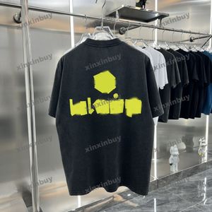 xinxinbuy men designer tee t shart 23ssパリパネル編み文字プリントタイdye短袖女性