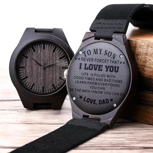 Wristwatches Engraved Wood Watches For Men Personalized Family Anniversary Gift Son Graduation Free Engraving