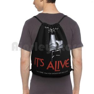 Backpack It Live Drawstring Bag Riding Salbing Gym Gym vintage Retro Horror Terror 70S Filmes Creature Trash Cult