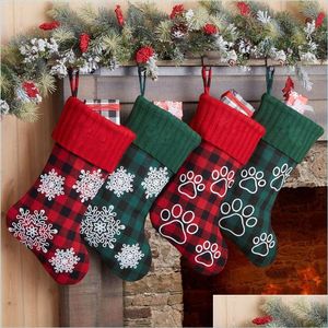 Christmas Decorations 18 Inch Stocking Xmas Rustic Decoration Socks Candy Bag Decorative Gift Drop Delivery Home Garden Festive Part Dhd9I