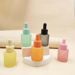 Storage Bottles 2Pcs/Lot 20ML Translucence Colorful Frosted Skin Care Essential Oil Glass Dropper Bottle With PipeSmall Serum Cosmetic