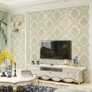 Wallpapers Fine Embossed Damascus 3D Wallpaper European Classic Pattern Bedroom Living Room Background Printed U201